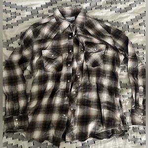 Brown Plaid Wrangler Button Down Shirt